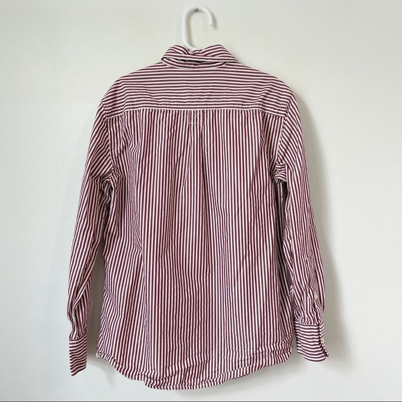 Crewcuts Button Down Boy’s Dress Shirt Red White Stripes Size 10 - Picture 2 of 3